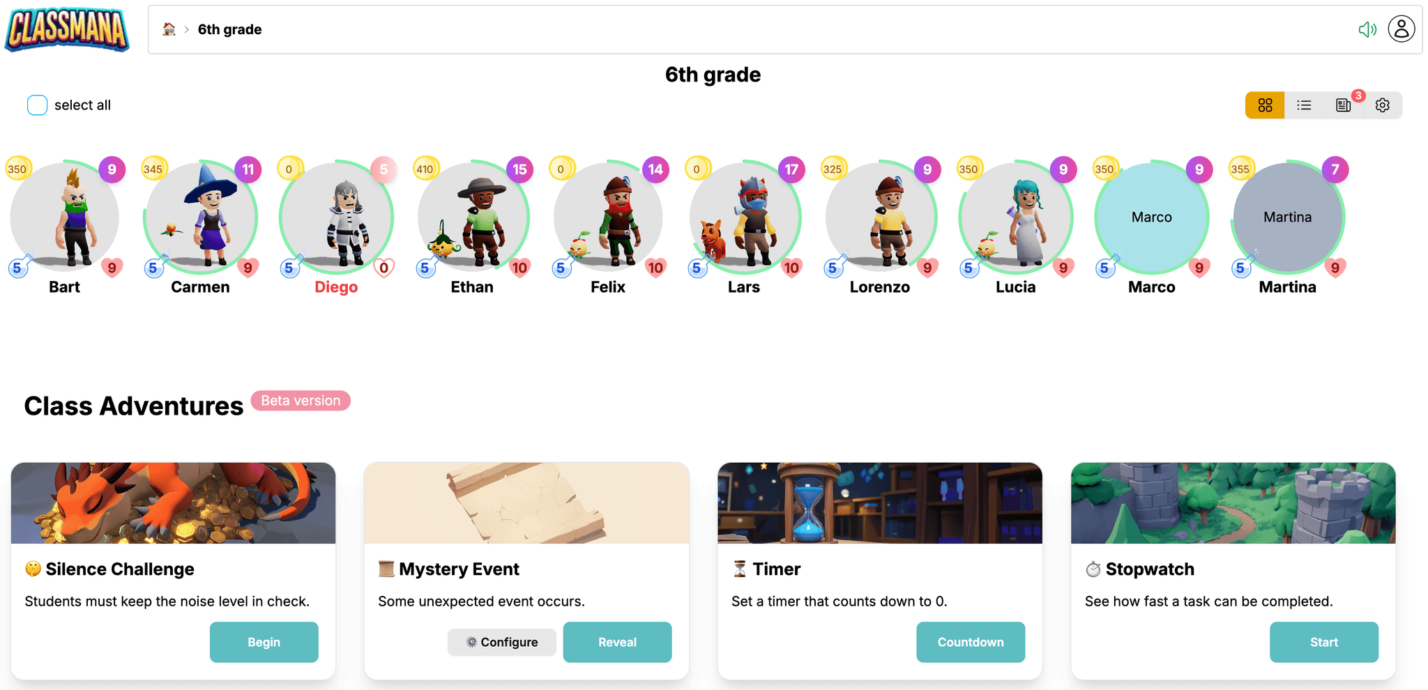 Klusuma izaicinājums klases piedzīvojumos